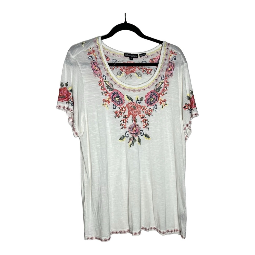 Tolani Collection Top Womens 3X Cross‎ Stitch Embroidered Prairie Cottagecore